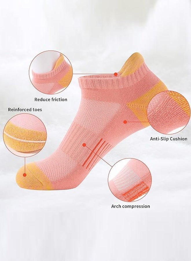 5 pairs of women's running socks, made of cushioned cotton, invisible athletic socks (random color) - Image 3